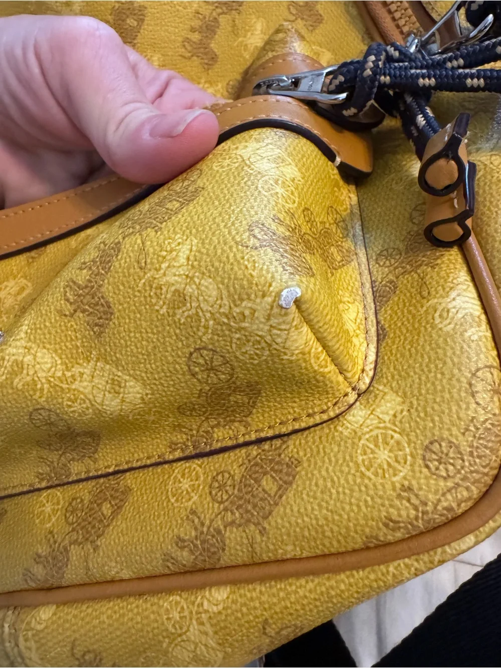 Coach Yellow Signature Compact Backpack with Tan Trim